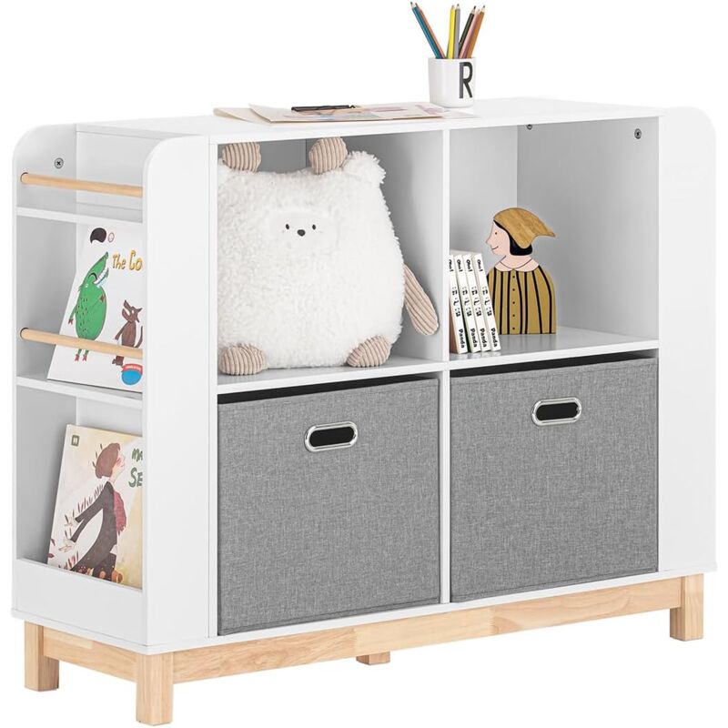 KMB85-W Kinderregal Bücherregal Kinderzimmer Regal Aufbewahrungsregal für Kinder Kinderzimmer Möbel Weiß-Natur bht ca. 100x80x35cm - Sobuy