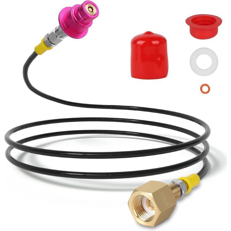 Sod Stream Quick Connect 1,5 m CO2-Druckschlauch-Nachfülladapter für W21.8-14 CO2-Gasflasche, kompatibel mit Soda-Stream Duo, Crystal 3.0, Gaia, Art,