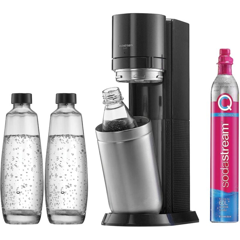 SodaStream DUO Vorteilspack titan Wassersprudler inklusiv 2 Glasflaschen & 1 Kunststoffflasche