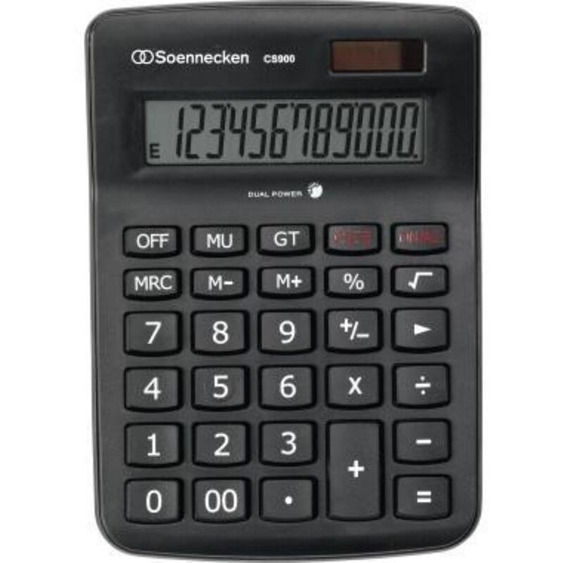 Soennecken - Tischrechner CS900 143 x 46 x 206 mm (b x h x t) Solar-Energie Batterie schwarz