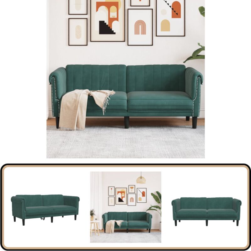 Sofa 2-Sitzer Dunkelgrün Samt - Samtsofa - Wohnzimmersofa - 2-Sitzer Sofa - Dunkelgrünes Sofa - Modernes Sofa