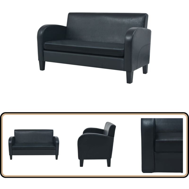 Vidaxl - Sofa 2-Sitzer Kunstleder Schwarz - Sofas - 2-Sitzer Sofa - Leder Sofa - Schwarzes Sofa - Wohnzimmersofa