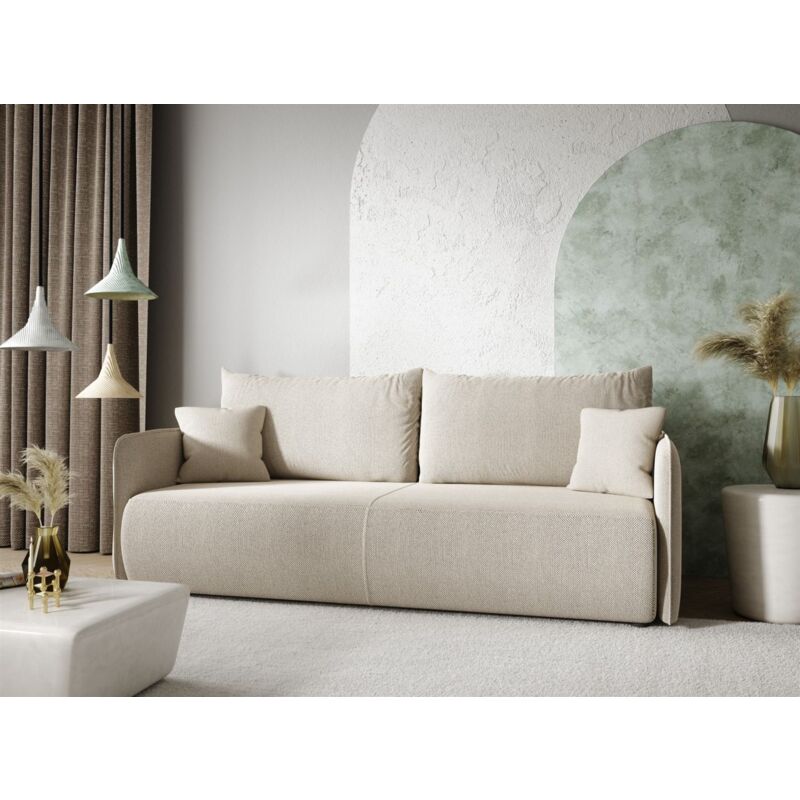 Fun Moebel - Sofa 2-Sitzer mit Schlaffunktion calgary Stoff Curio Hellgrau