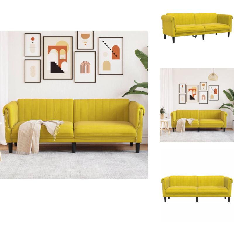 Sofa 3-Sitzer Gelb Samt - Samtsofa - 3-Sitzer Sofa - Wohnzimmersofa - Gelbes Sofa - Modernes Sofa