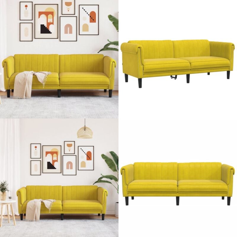 Sofa 3-Sitzer Gelb Samt - Samtsofa - 3-Sitzer Sofa - Wohnzimmersofa - Gelbes Sofa - Modernes Sofa - Home & Living