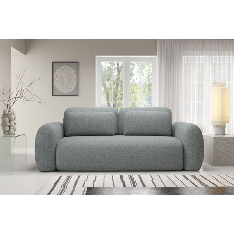 Fun Moebel - Sofa 3-Sitzer mit Schlaffunktion gaston in Stoff Puente Dunkelgrau
