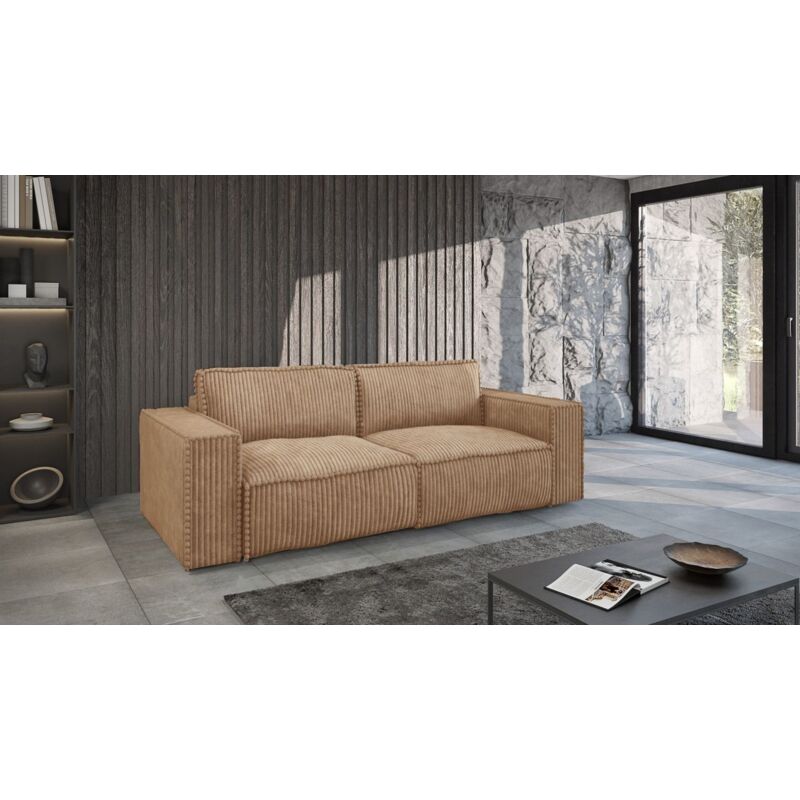 Fun Moebel - Sofa 3-Sitzer mit Schlaffunktion vajana Stoff Tilia Rostbraun