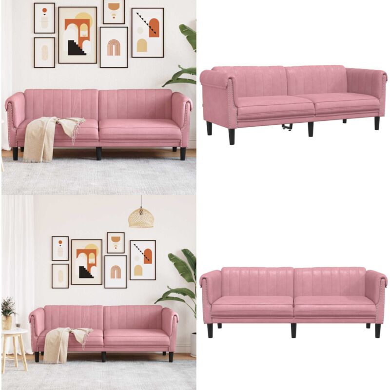 Sofa 3-Sitzer Rosa Samt - Samtsofa - Rosa Sofa - Wohnzimmersofa - 3-Sitzer Sofa - Gemütliches Sofa - Home & Living