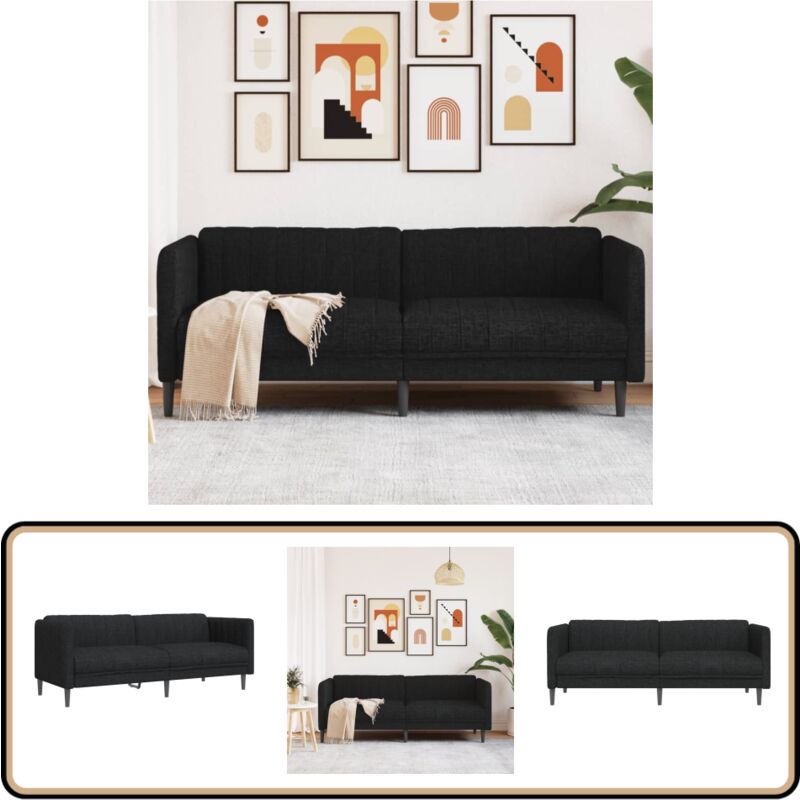 Sofa 3-Sitzer Schwarz Stoff - Sofas - 3-Sitzer Sofa - Wohnzimmersofa - Schwarzes Sofa - Polstersofa