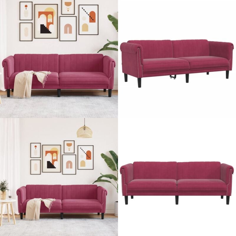 Sofa 3-Sitzer Weinrot Samt - Samtsofa - Wohnzimmersofa - 3er Sofa - Weinrot Sofa - Gemütliches Sofa - Home & Living