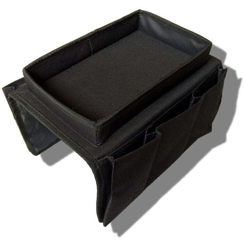 Sofa-Armlehnen-Organizer, Aufbewahrungsstreifen, Tablett mit mehreren Taschen, für Telefon, Zeitschriften, Snacks, Gläser, Fernbedienung, Tablet,