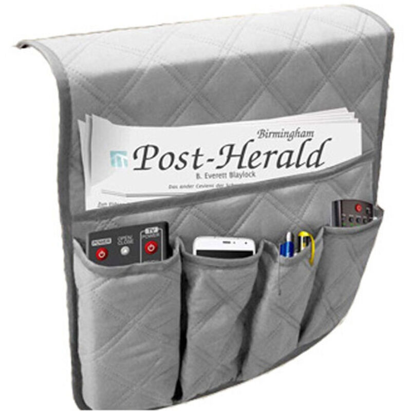 Sofa-Armlehnen-Organizer, rutschfeste Couch-Armlehnentasche, Aufbewahrungstasche aus Stoff für Handys, Brillen, TV-Fernbedienung, platzsparende Tasche