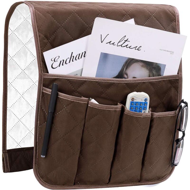 Tonchean - Sofa-Armlehnen-Organizer, rutschfeste Sesseltasche, Stoff-Aufbewahrungstasche für Handys, Brillen, TV-Fernbedienung, platzsparende Tasche