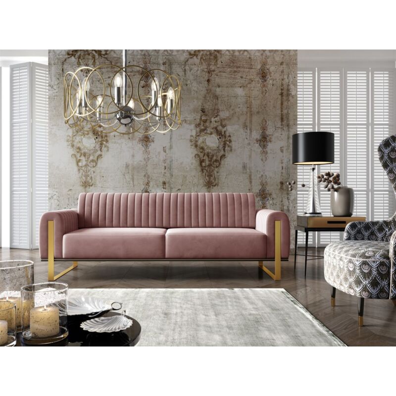 Fun Moebel - Sofa Designersofa valerie 3-Sitzer in Stoff Elisa Velvet Altrosa