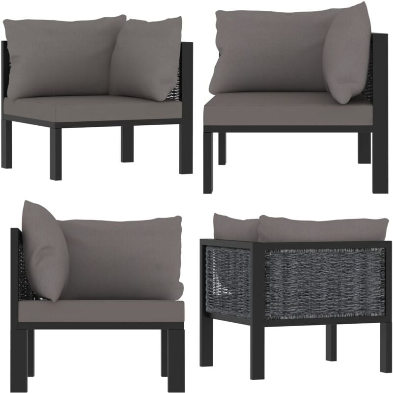 Sofa-Eckelement mit Linker Armlehne Poly Rattan Anthrazit - Gartensofa - Eckcouch - Loungemöbel - Outdoor Möbel - Polyrattan - Home & Living