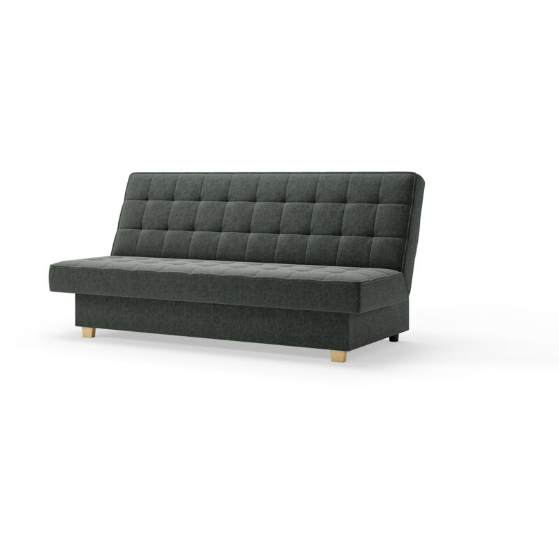 Sofa mit Schlaffunktion und Bettkasten, Kippsofa Klappsofa Schlafsofa Clic-Clack Couch für Wohnzimmer Federkern Sofagarnitur Polstersofa - Dunkelgrau
