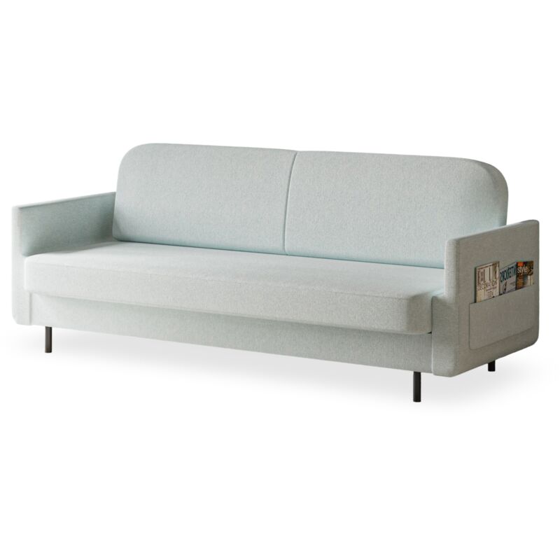 Sofa mit Schlaffunktion und Bettkasten, Polstersofa, Sofagarnitur Wohnlandschaft mit Bettfunktion, Couch für Wohnzimmer - Schlafsofa pouch (Hellblau