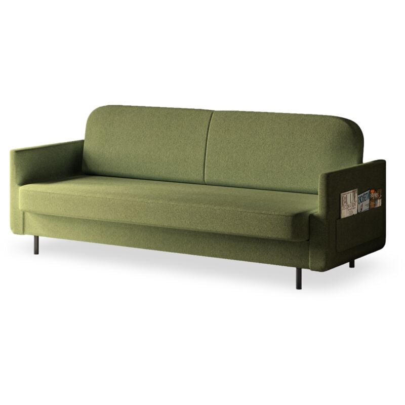 Sofa mit Schlaffunktion und Bettkasten, Polstersofa, Sofagarnitur Wohnlandschaft mit Bettfunktion, Couch für Wohnzimmer - Schlafsofa pouch (Grün