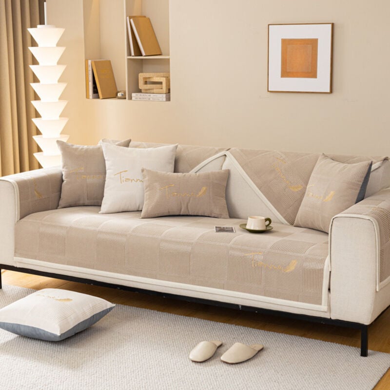 Sofaschoner rutschfest, Sofabezug Ecksofa l Form Wasserdicht, Hund Katze Couch Überzug Ecksofa u Form Decke Universal 3/2/4/1sitzer Sofa -Kaki