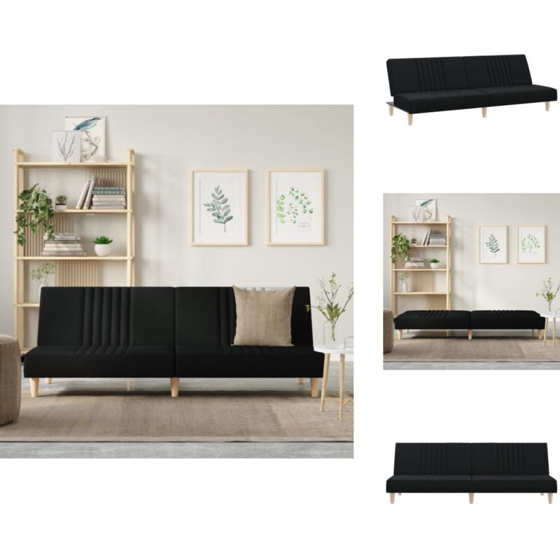 Schlafsofa Schwarz Stoff - Schlafsofa - Gästebett - Sofa Bett - Wohnraum Möbel - Polstersitzmöbel