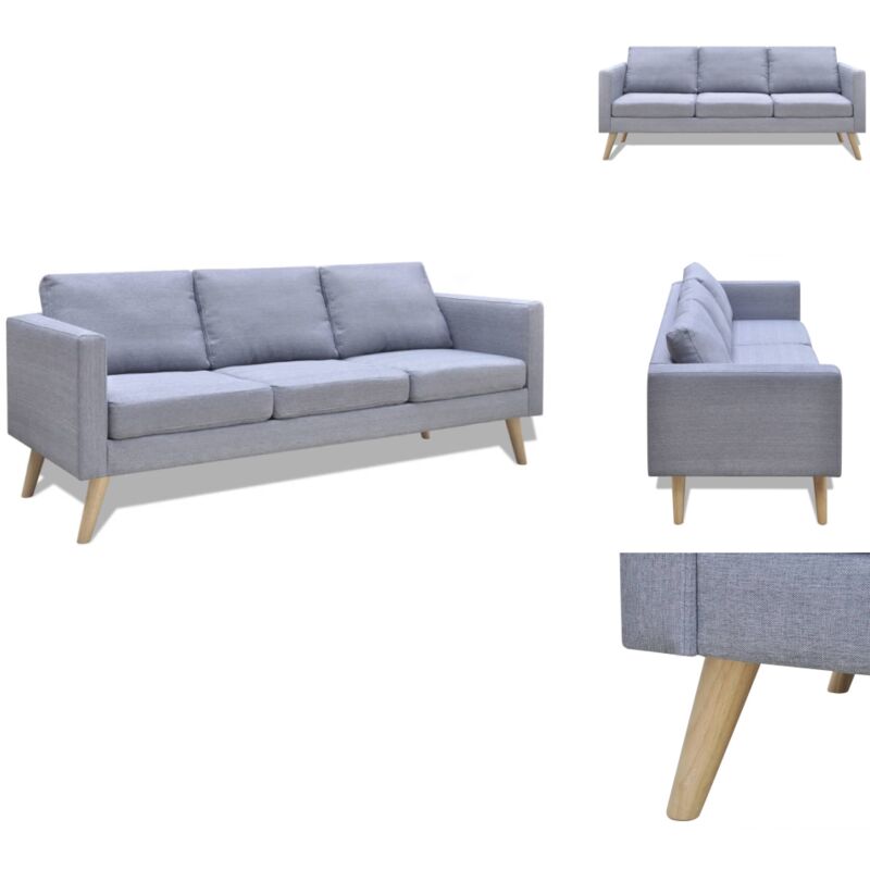 Vidaxl - Sofa 3-Sitzer Stoff Hellgrau - 3-Sitzer Sofa - Wohnzimmersofa - Grau Sofa - Couch - Polstersofa