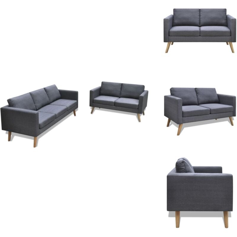Sofagarnitur 2-Sitzer und 3-Sitzer Stoff Dunkelgrau - Sofagarnitur - Wohnlandschaft - Couchgarnitur - Ecksofa - Grau Sofa