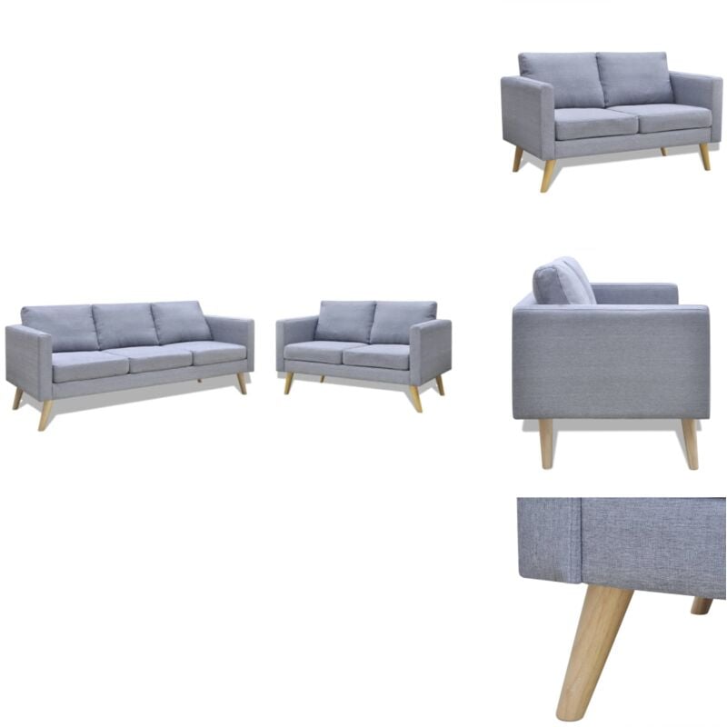 Sofagarnitur 2-Sitzer & 3-Sitzer Stoff Hellgrau - Sofagarnitur - Couchgarnitur - Wohnlandschaft - 2-Sitzer Sofa - 3-Sitzer Sofa