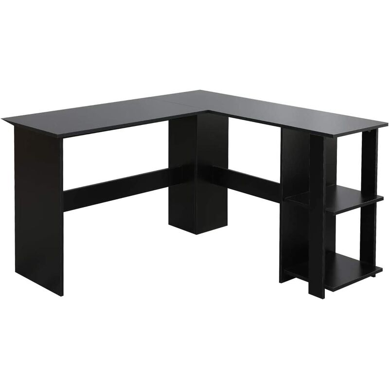 Computertisch L-förmiger Schreibtisch Großer Eckschreibtisch mit 2 Regalen für denHeimarbeitsplatz Konferenztisch pc Workstation 130 cm x 136 cm
