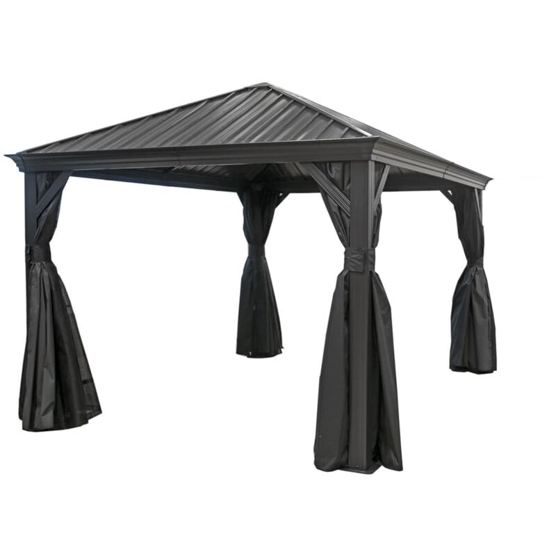 Alu Pavillon Marsala 1216 Hardtop Pavillon mit Moskitonetz Anthrazit 363x483x293 cm - Sojag