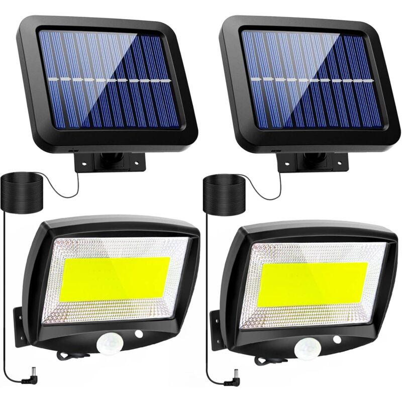 Solar Außenbeleuchtung, Solar Außenlampe mit Bewegungsmelder Garten LED Solar Außenleuchte mit Detektor Kabellos Wasserdicht Strahler IP65 mit 3 Modi