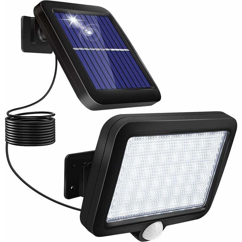 Solar-Außenlampe mit Bewegungsmelder, Solar-Außenbeleuchtung, wasserdicht, IP67-Beleuchtungswinkel, 120° Solar-Gartenleuchte mit 5 m Kabel für