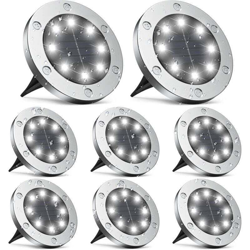 Solar-Außenleuchte, 8-teilige Solar-Außenleuchte, 8-LED-Solar-Gartenleuchte, IP65 wasserdichter Solar-Außenstrahler, dekorative Solar-Außenleuchte