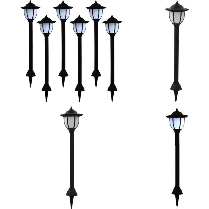 Solar-Außenleuchten 6 Stk. LED Schwarz - LED Solarleuchte - Gartenbeleuchtung - Außenstehleuchte - Solar Lampen - Solarlaterne - Home & Living