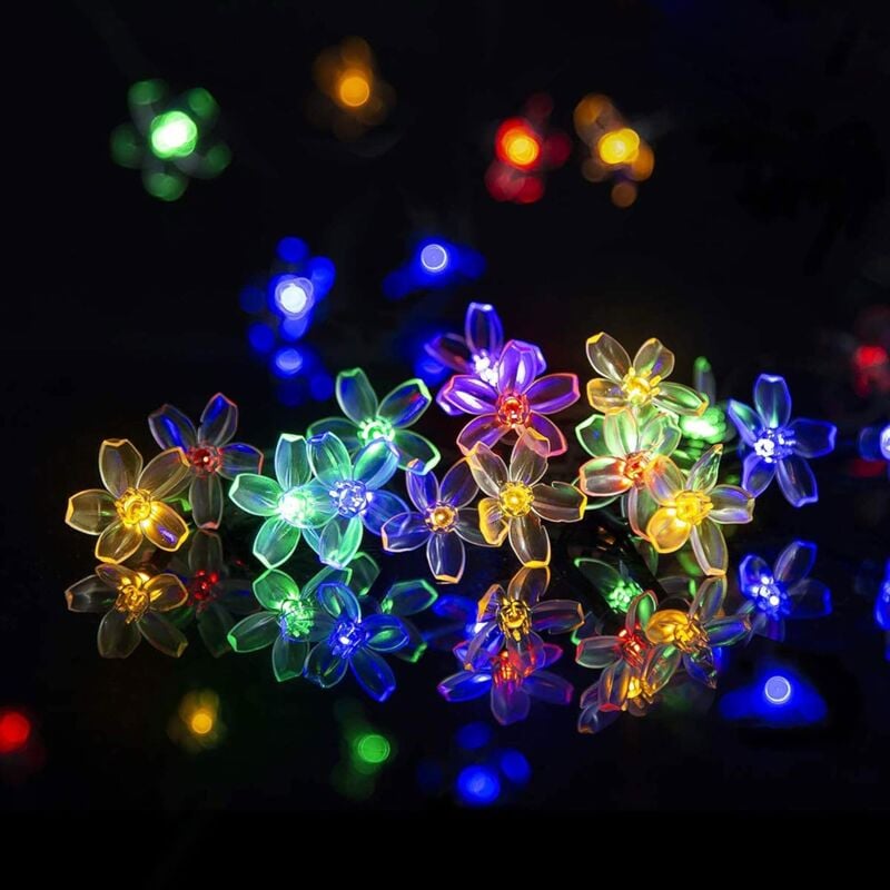 Solar-Blumen-Lichterkette, 2 Stück, 23 Fuß Solar-Lichterkette, je 50 LEDs, Solar-Lichterkette für Hof, Garten, Baum, Zaun, Weihnachten, Party,
