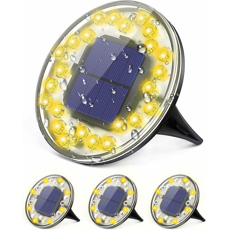 Solar-Bodenleuchten, 24 LED-Solarleuchten für den Garten, IP68 wasserdichter versenkbarer Solar-Außenstrahler, Solar-Garten-Bodenlampe für Gärten,