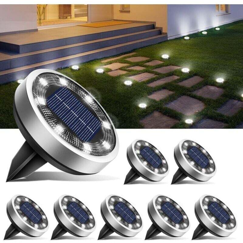 Solar-Bodenleuchten, 8er-Pack, Solar-Gartenleuchten für den Außenbereich mit 8 LEDs, wasserdichte Solar-Strahler für den Außenbereich,