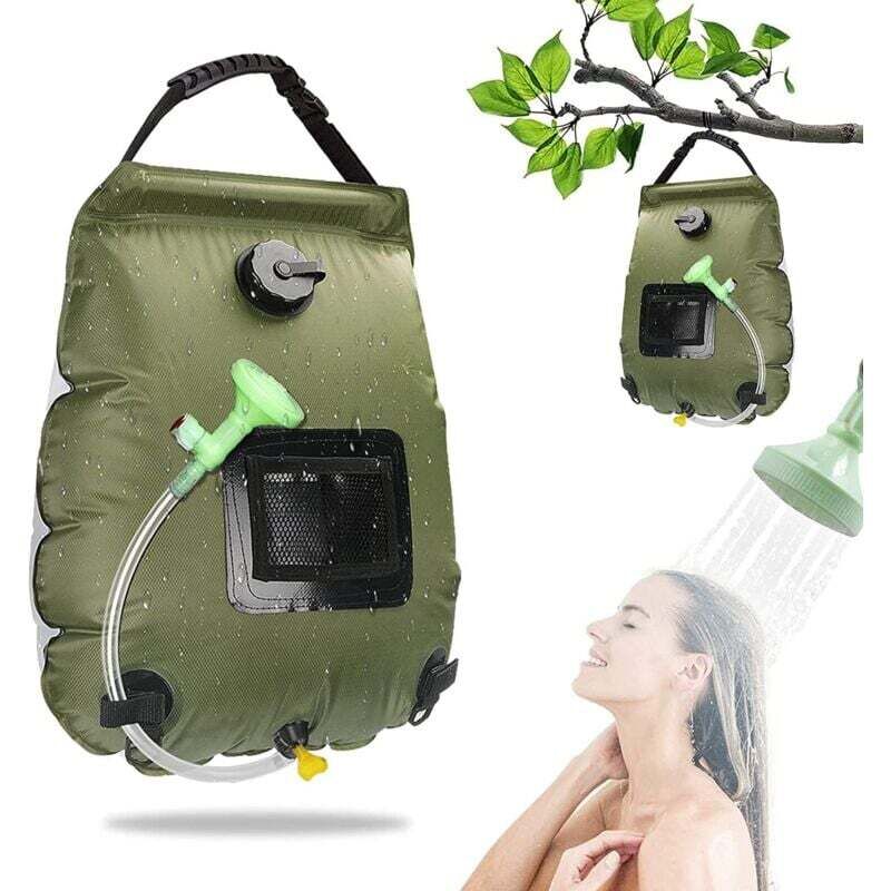 Solar-Camping-Duschtasche, 20 l, tragbare Solar-Duschtasche, faltbare Outdoor-Duschtasche mit abnehmbarem Duschkopf, 45 °C, Solar-Warmwasserbereiter,