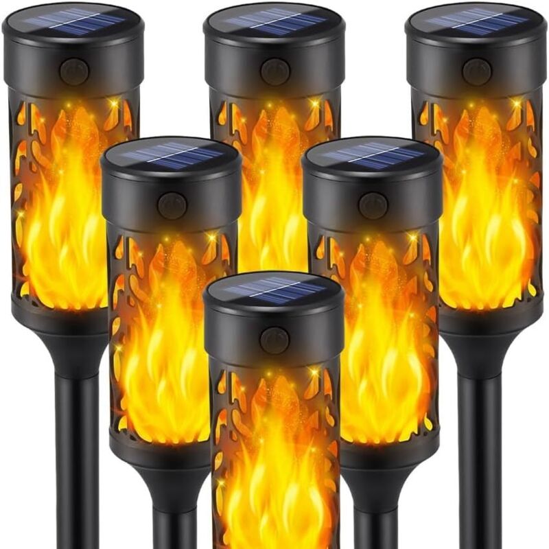 Solar-Flammenlichter für den Außenbereich, 6er-Pack wasserdichte Solar-Flammenlichter, Solar-Fackellichter für Garten, Terrasse, Wege, Rasen