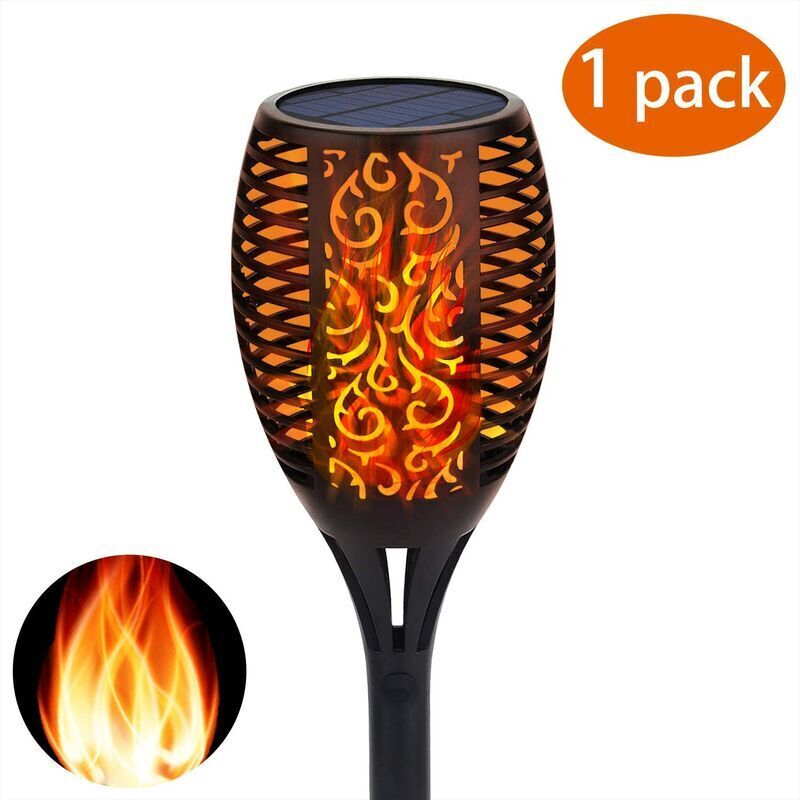 Solar-Garten-Fackellicht, Solar-Fackel mit USB-Aufladung und wasserdichter Solar-Gartenbeleuchtung, automatisches An-/Aus-Gartenlicht, 1 Packung