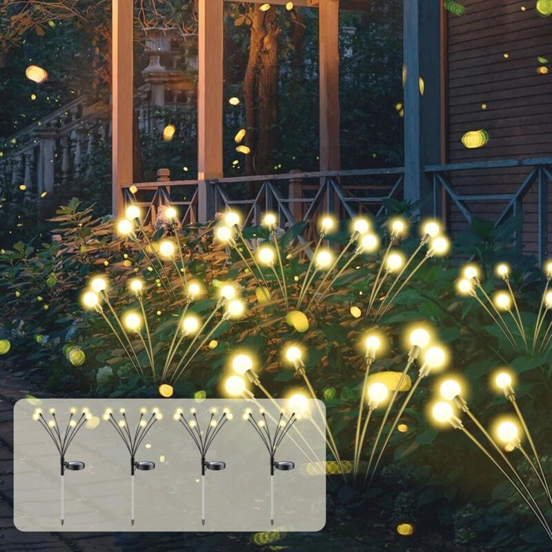 Solar Glühwürmchen Lichter Außen Garten, 8 LED Solarleuchte Außen Glühwürmchen IP65 Wasserdicht Warmweiß, Glühwürmchen Solarleuchten Außen für Garten