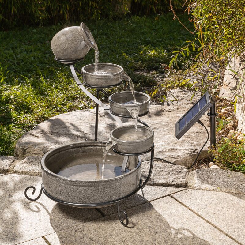 esotec Solar Kaskadenbrunnen Firenze aus Keramik, grau, outdoor 101306