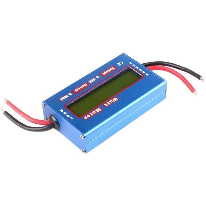 Ersandy - Solar-Leistungsmesser, LCD-Leistungsanalysator, Wattmeter, DC-LCD-Display, 60 V/100 a, hochpräzises Leistungsmess-Wattmessgerät – Blau