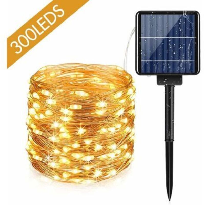 Solar Lichterkette Außen 10M 100 LEDs mit 8 Modi, Wasserdichte Solar Lichterkette für Garten, Terrasse, Balkon, Hof, Haus, Weihnachtsbaum, Hochzeit,