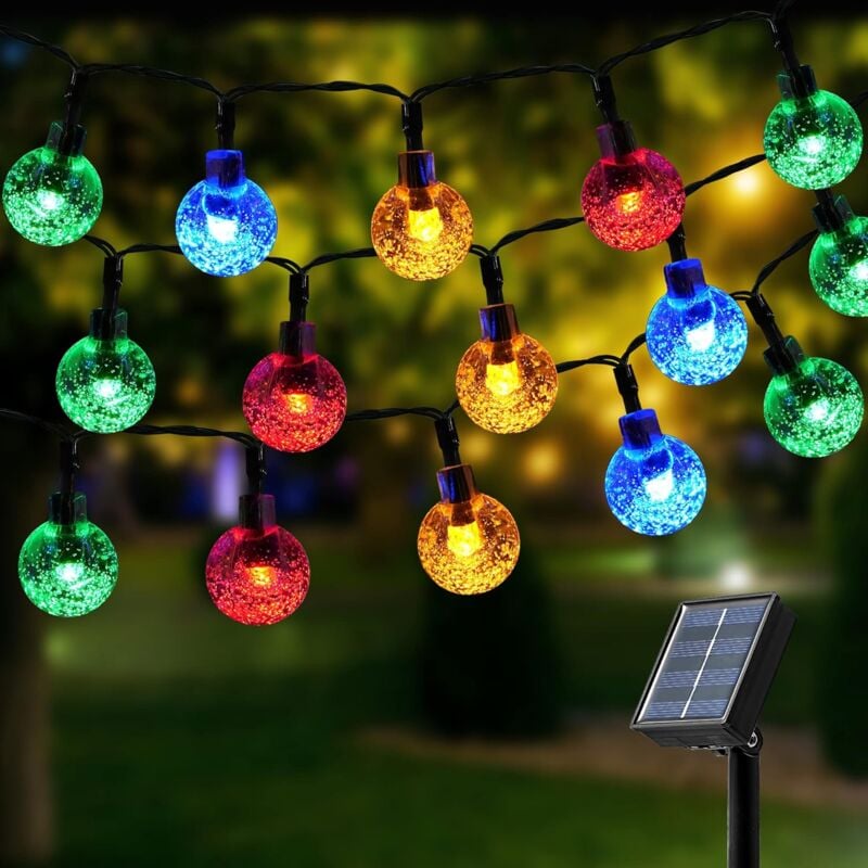 Solar-Lichterkette für den Außenbereich – 12 m, 100 LEDs, Solar-Lichterkette, 8 Modi, Solar-Lichterkette für Garten, Weihnachten, Party (mehrfarbig)