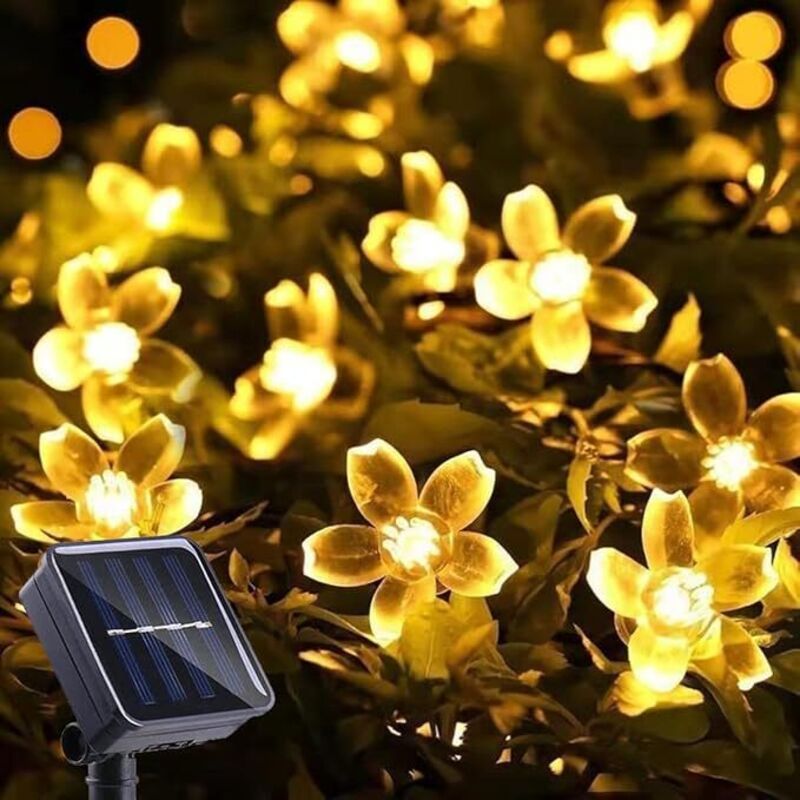 Solar-Lichterkette für den Außenbereich, Kirschblüten-Lichterkette, 50 LEDs, wasserdicht, für Garten, Terrasse, Weihnachten, Innendekoration,