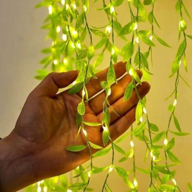 Solar-Lichterkette für den Außenbereich, Weidenblatt-Lichterkette für den Außenbereich, 100 LED, 3M, 8 Modi, wasserdichte Solar-Lichterkette, für