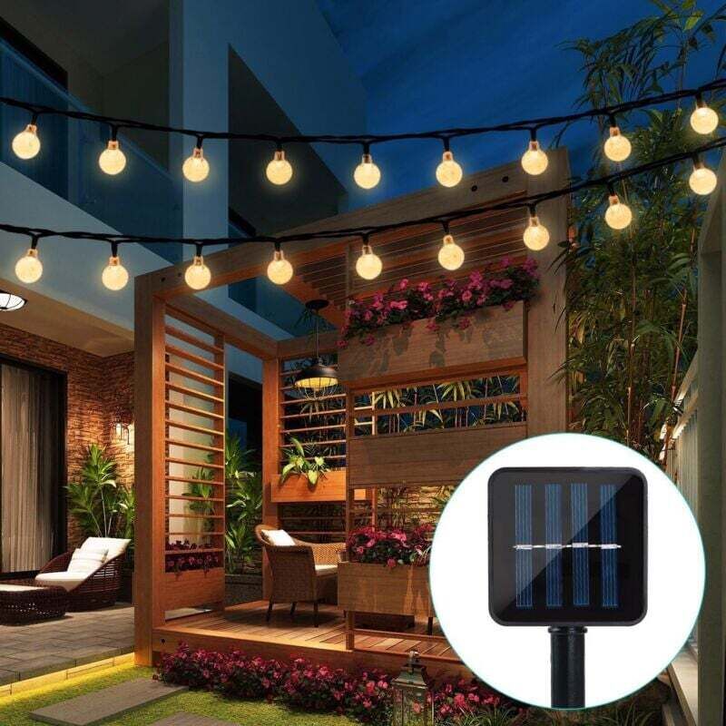 Solar-Lichterkette für den Garten, 6,5 m, 30 Kristallkugeln, wasserdichte LED-Lichterkette, 8 Modi, Sternenlichterkette für den Außenbereich,