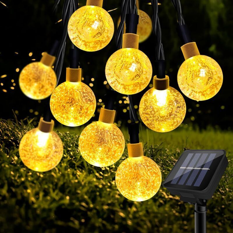 Solar-Lichterkette für draußen, 11 m, 60 LEDs, wasserdicht, Solar-Lichterkette, 8 Modi, Solar-Lichterkette für draußen, für Garten, Terrasse, Partys