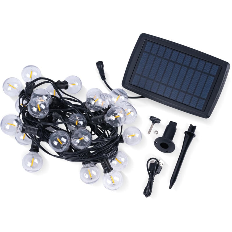 Barcelona Led - Solar Lichterkette outdoor - 25 x E10 led Lampen - IP44 - 9,2