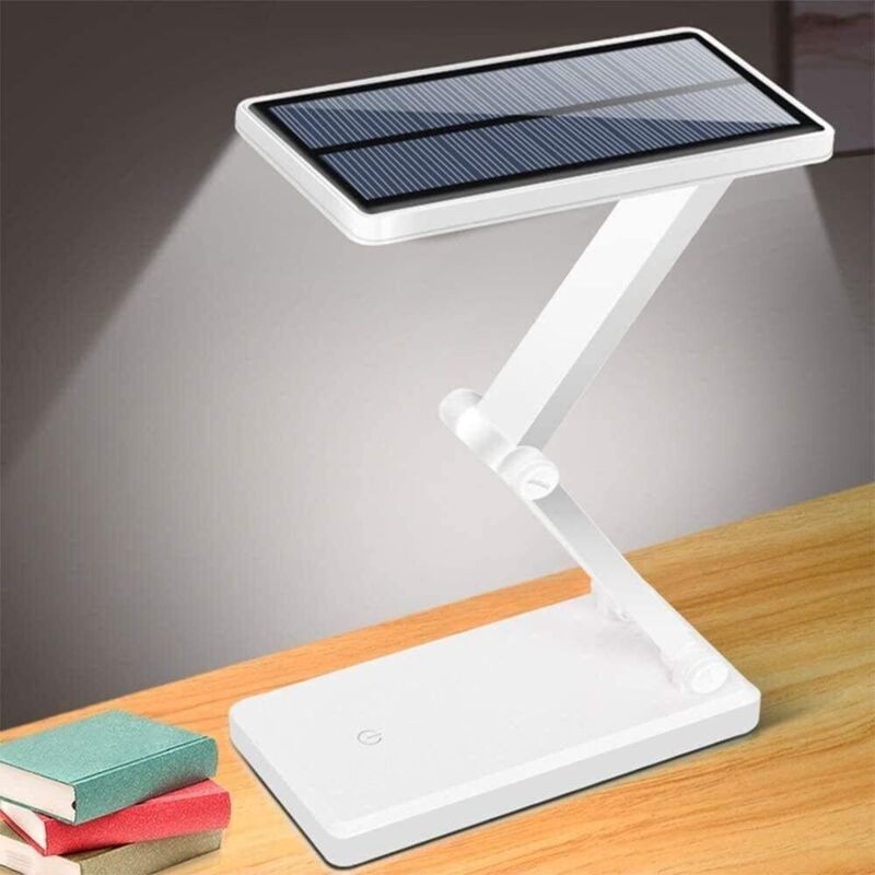 Solar-Schreibtischlampe, Solar-/USB-Schreibtischlampe mit 4 LEDs, tragbare, wiederaufladbare, flexible Schwanenhals-Solar-Leseleuchte zum Lesen
